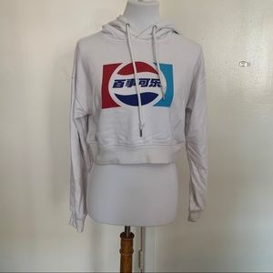 pepsi white cropped hoodie sz small
